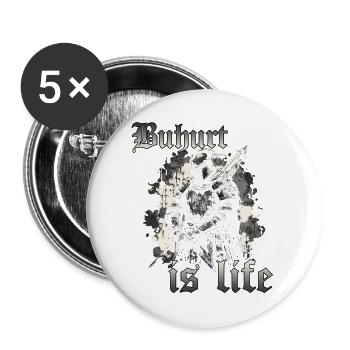 Buhurt Bouhourt Ritter Wettkampf Krieger Sport - Buttons groß 56 mm (5er Pack) - Weiß - Vorne