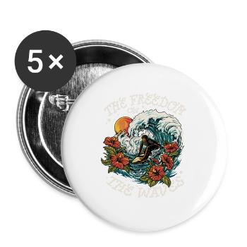 Tropisches Wellenreiten - Buttons groß 56 mm (5er Pack) - Weiß - Vorne