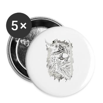 Heidnischer Wikinger Nordischer Krieger Wikinger - Buttons groß 56 mm (5er Pack) - Weiß - Vorne
