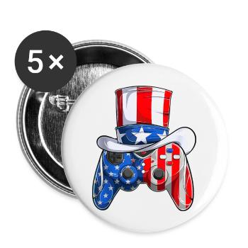Video Game 4th of July controller American flag - Buttons large 2.2''/56 mm (5-pack) - white - Front