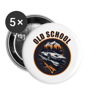 Oldschool Life - Buttons groß 56 mm (5er Pack) - Weiß - Vorne