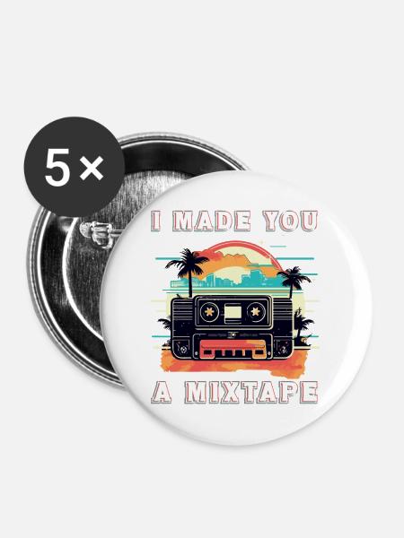 Like my mixtape - Buttons groß 56 mm (5er Pack) - Weiß