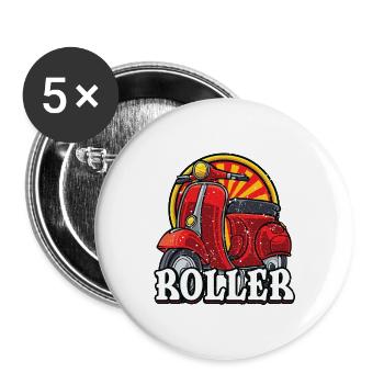 Roller Traum Motorroller Scooter Geschenk - Buttons groß 56 mm (5er Pack) - Weiß - Vorne