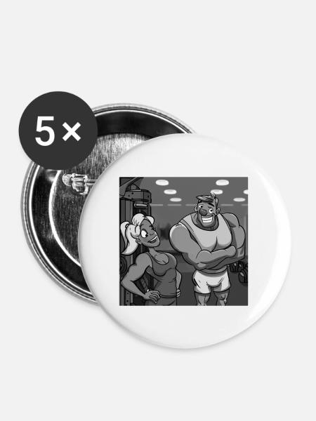 FITNESSSTUDIO - Buttons groß 56 mm (5er Pack) - Weiß
