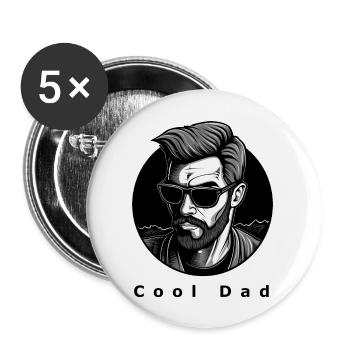Cool Dad - Buttons groß 56 mm (5er Pack) - Weiß - Vorne