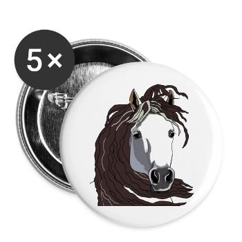 Pferdekopf 05 Schimmel - Buttons groß 56 mm (5er Pack) - Weiß - Vorne