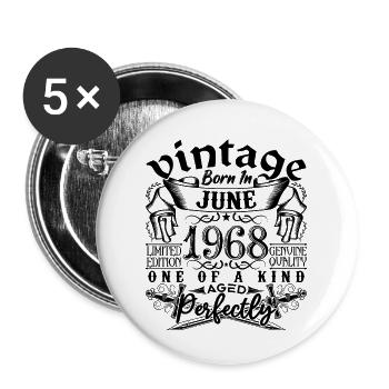 Anniversaire 1968 Juin 1968 ! né en June 1968 - Lot de 5 grands badges (56 mm) - blanc - Devant
