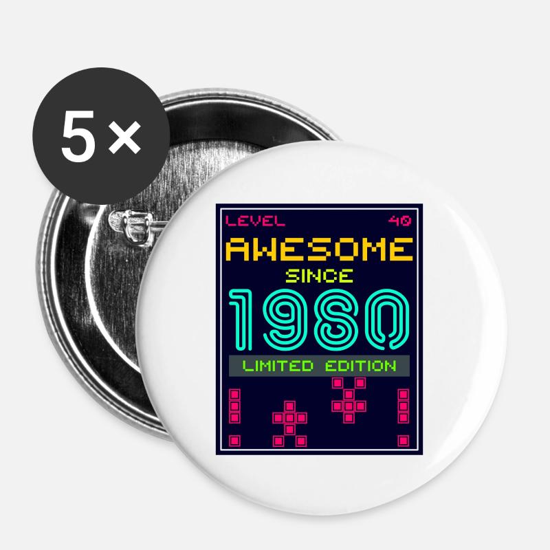 Awesome since 1980 limited edition - Buttons large 2.2''/56 mm (5-pack) - white