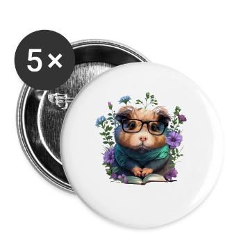 All The Cool Kids Are Reading Meerschweinchen - Buttons groß 56 mm (5er Pack) - Weiß - Vorne