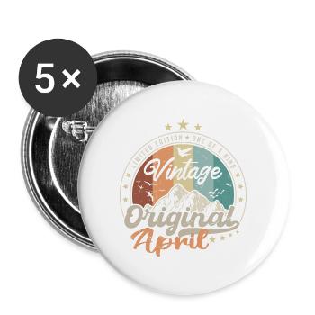 Né en Avril Cadeau D'anniversaire - Lot de 5 grands badges (56 mm) - blanc - Devant