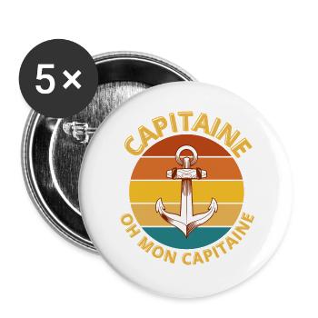 capitaine, oh mon capitaine poésie - Lot de 5 grands badges (56 mm) - blanc - Devant