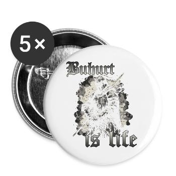 Tournoi des Chevaliers HEMA Buhurt Buhurd Tjost Warrior - Lot de 5 grands badges (56 mm) - blanc - Devant