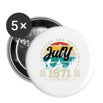 Juli 1971. Geburtstagsgeschenk Juli 1971. - Buttons groß 56 mm (5er Pack) - Weiß - Vorne