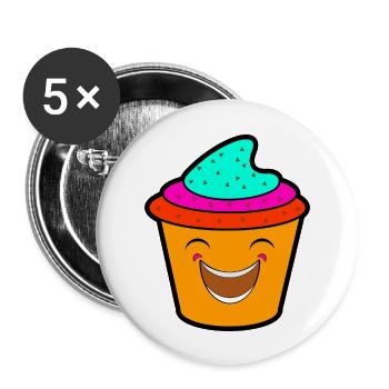 Happy Cupcake - Buttons large 2.2''/56 mm (5-pack) - white - Front