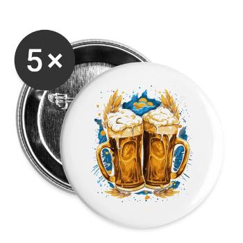Beer, Beer mug with head of foam, Golden beer mugs - Buttons large 2.2''/56 mm (5-pack) - white - Front