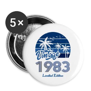 Vintage Year 1983 Limited Edition Blue - Buttons large 2.2''/56 mm (5-pack) - white - Front