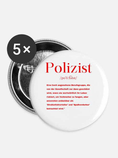 Polizist Definition - Buttons groß 56 mm (5er Pack) - Weiß
