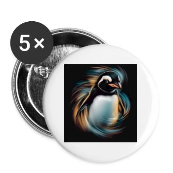 PINGUIN - Buttons groß 56 mm (5er Pack) - Weiß - Vorne