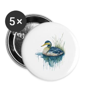Canard aquarelle - Lot de 5 grands badges (56 mm) - blanc - Devant