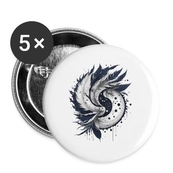 Harmonie des plumes: Yin et Yang élégants - Lot de 5 grands badges (56 mm) - blanc - Devant