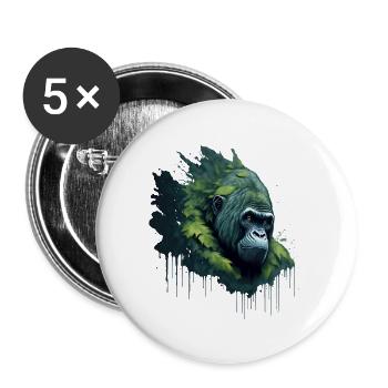 Aquarell Gorilla mit Blättern - Buttons groß 56 mm (5er Pack) - Weiß - Vorne