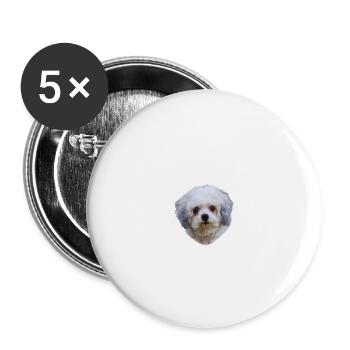 Vorsicht vor dem Herrchen, harmlos Bolonka - Buttons groß 56 mm (5er Pack) - Weiß - Vorne