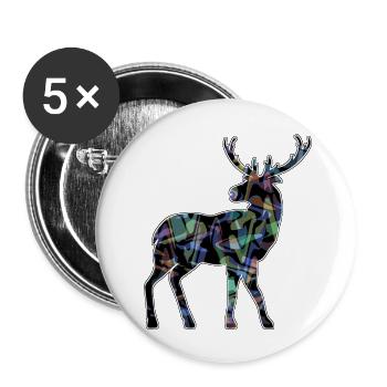 Hirsch - Buttons groß 56 mm (5er Pack) - Weiß - Vorne