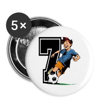 7 Jahre alt Fußballer & Fußball Kindergeburtstag - Buttons groß 56 mm (5er Pack) - Weiß - Vorne