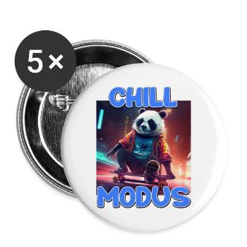 Nettes Chill Modus Pandabär Panda Liebhaber Süßes - Buttons groß 56 mm (5er Pack) - Weiß - Vorne