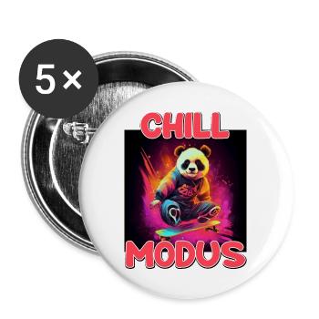Nettes Chill Modus Pandabär Panda Liebhaber Süßes - Buttons groß 56 mm (5er Pack) - Weiß - Vorne