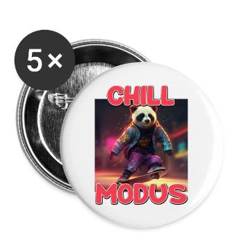Chill Modus Pandabär Tierliebhaber Süßes Panda - Buttons groß 56 mm (5er Pack) - Weiß - Vorne