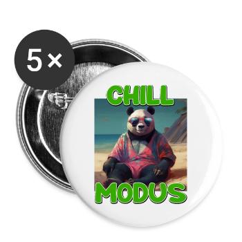 Chill Modus Pandabär Tierliebhaber Süßes Panda - Buttons groß 56 mm (5er Pack) - Weiß - Vorne