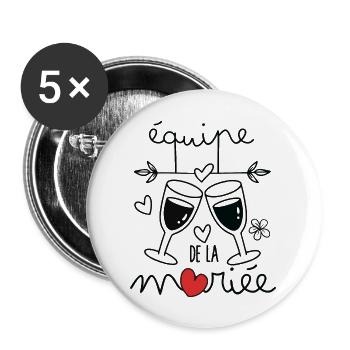 Team De La Mariée EVJF Future Mariée - Lot de 5 grands badges (56 mm) - blanc - Devant