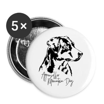 Appenzeller Mountain Dog Portrait Hunde Wilsigns - Buttons groß 56 mm (5er Pack) - Weiß - Vorne
