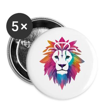 Lou le lion - Lot de 5 grands badges (56 mm) - blanc - Devant