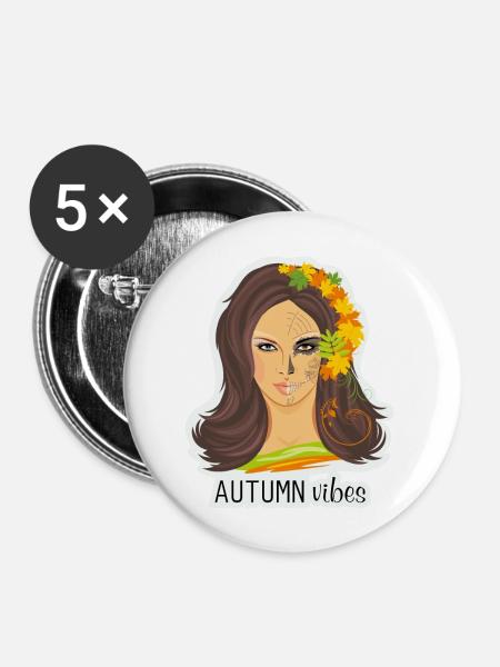 Herbststimmung - Buttons groß 56 mm (5er Pack) - Weiß