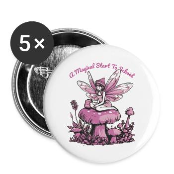 Back To School 1st Grader Girls Little Fairy - Buttons groß 56 mm (5er Pack) - Weiß - Vorne