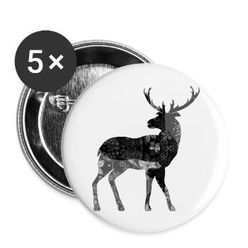 Hirsch - Buttons groß 56 mm (5er Pack) - Weiß - Vorne