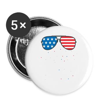 Patriotic 4th July Sunglass Stars Stripes - Lot de 5 grands badges (56 mm) - blanc - Devant