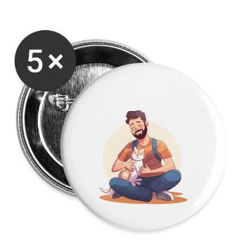 Best Cat Dad - Purrfect for Fathers Day - Buttons large 2.2''/56 mm (5-pack) - white - Front