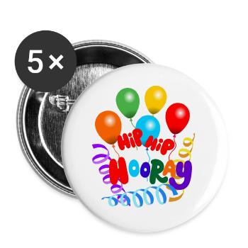 Hip hip hurrah garlands and balloons - Buttons large 2.2''/56 mm (5-pack) - white - Front