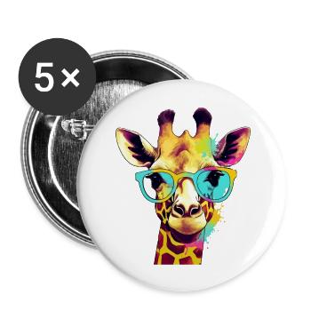 Aliz die Giraffe - Buttons groß 56 mm (5er Pack) - Weiß - Vorne