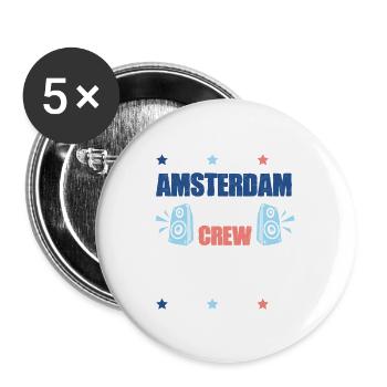 Amsterdam Party Crew - Lot de 5 grands badges (56 mm) - blanc - Devant