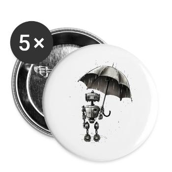 robot in the rain - Buttons groß 56 mm (5er Pack) - Weiß - Vorne