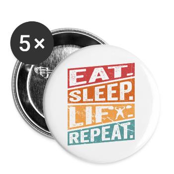 Eat. Sleep. Lift. Repeat. Workout Training Weight - Buttons large 2.2''/56 mm (5-pack) - white - Front