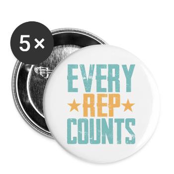 Every Rep Counts Weight Lifting Workout Training - Buttons large 2.2''/56 mm (5-pack) - white - Front