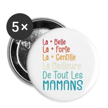 La Meilleure de Toutes Les Mamans | Maman Cadeau - Lot de 5 grands badges (56 mm) - blanc - Devant