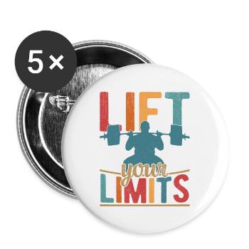 Lift Your Limits Workout Training Weight Lifting - Buttons groß 56 mm (5er Pack) - Weiß - Vorne