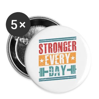 Stronger Every Day Workout Weight Lifting - Buttons groß 56 mm (5er Pack) - Weiß - Vorne