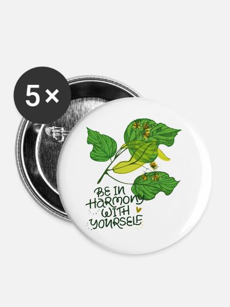 Harmonie, Natur - Buttons groß 56 mm (5er Pack) - Weiß